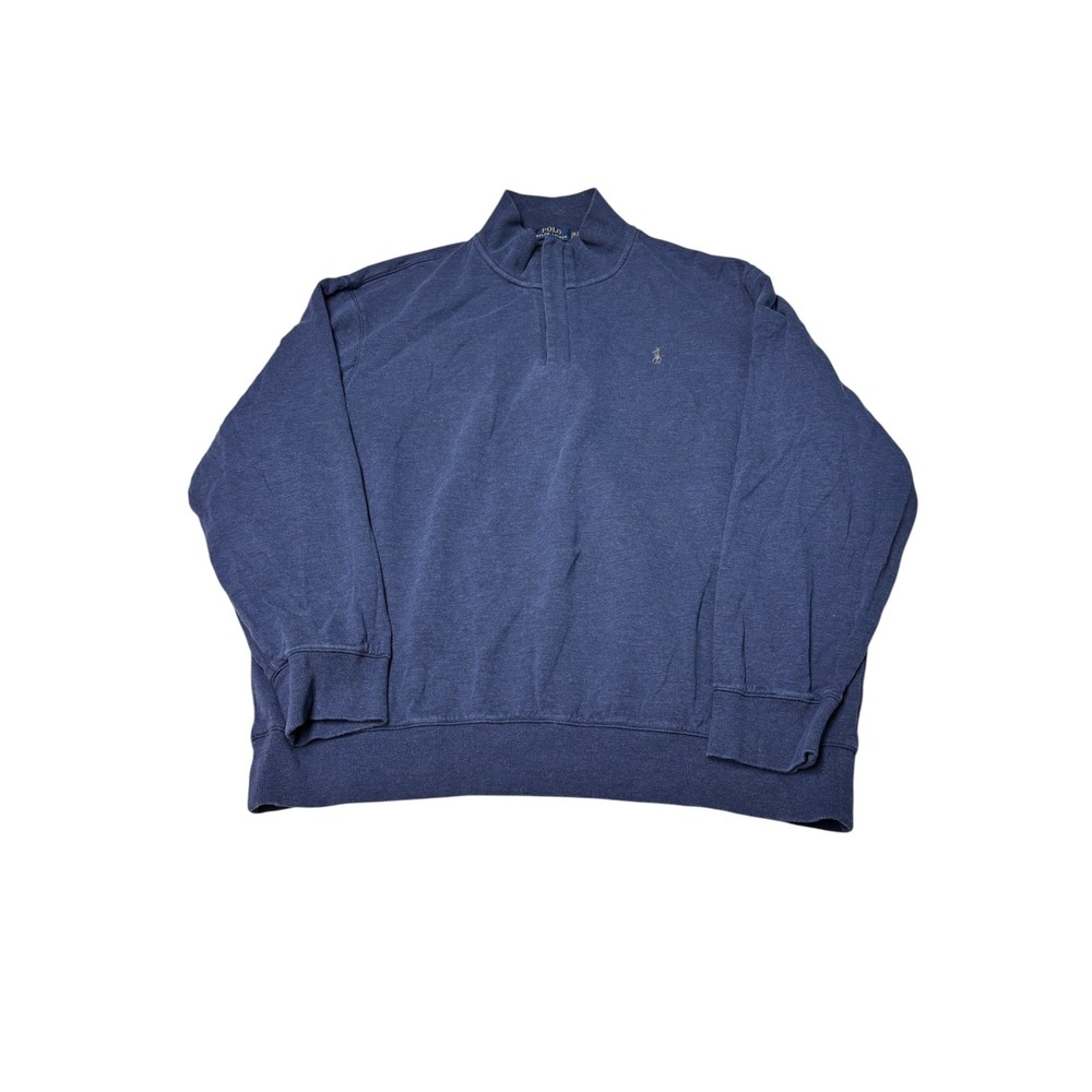 Polo Ralph Lauren Mens XXL Navy Blue Quarter Zip Pullover Sweatshirt Pony Logo